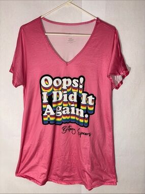 Pink "Oops! I Did It Again" Graphic V-Neck sleep gown